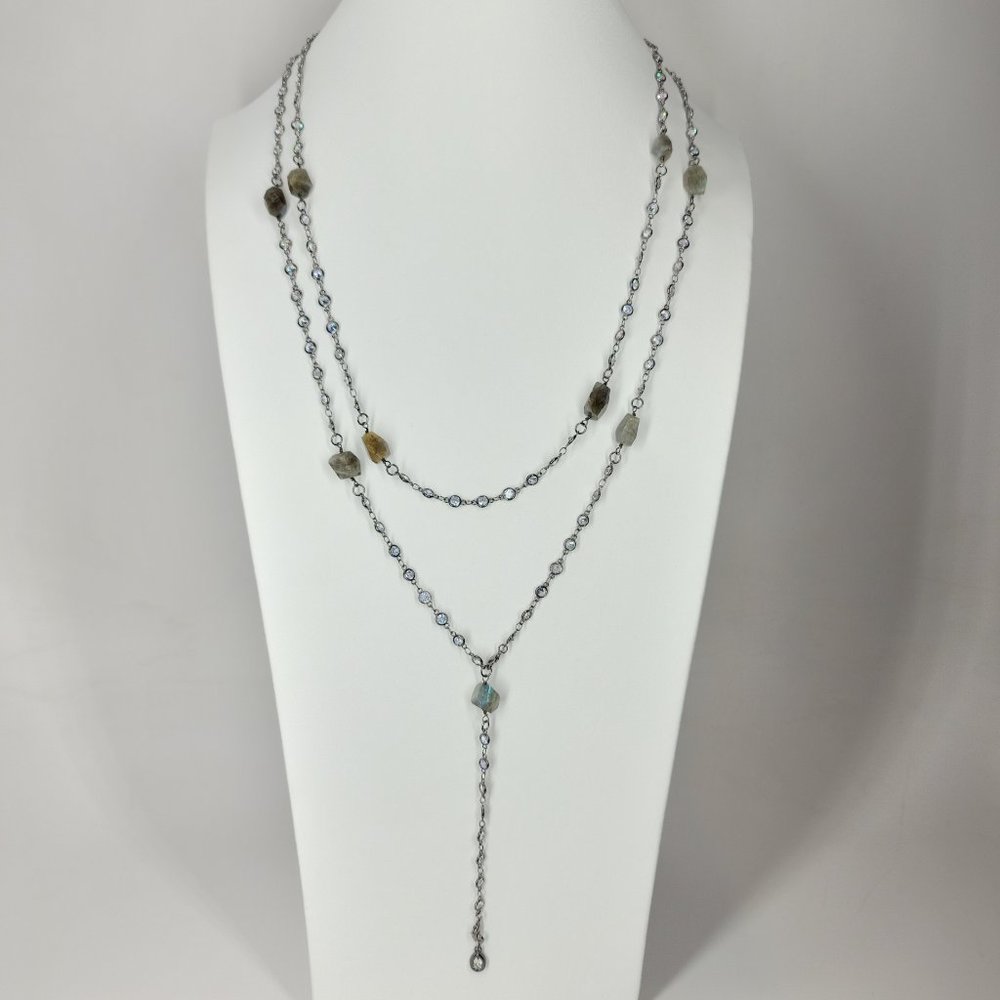NEW CZ Diamond by the Yard Labradorite Necklace - Picture 8 of 14